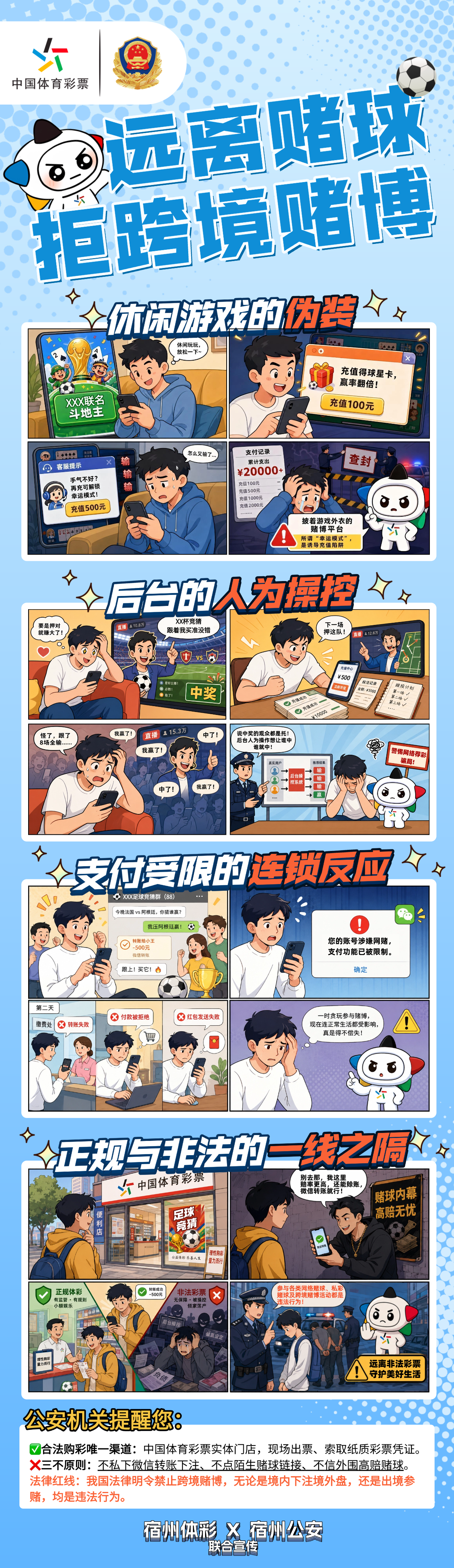 责任彩票2 宿州体彩×宿州公安 远离赌球，拒跨境赌博宣传漫画.png